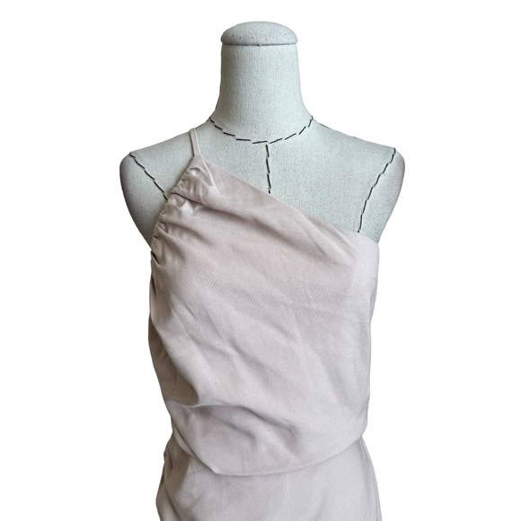 The Sei One Shoulder Midi Dress Asymmetrical Gathered Nude Tan Bone XS - Picture 6 of 14